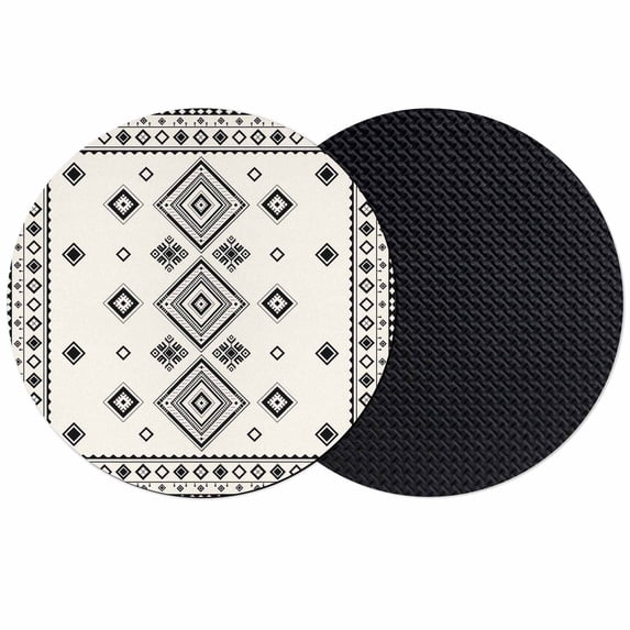 Boho Geometric Coasters Set of 2, Absorbent Coasters for Drinks, Simple Farmhouse Nation Abstract Motifs Coaster for Desk Coffee Table Protection, Home Decor House Warming Gifts 4"