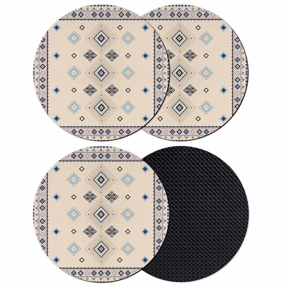 Boho Geometric Coasters Set of 4, Absorbent Coasters for Drinks, Retro Rustic Chic Ethnic Abstract Patterned Coaster for Desk Coffee Table Protection, Home Decor House Warming Gifts 4"