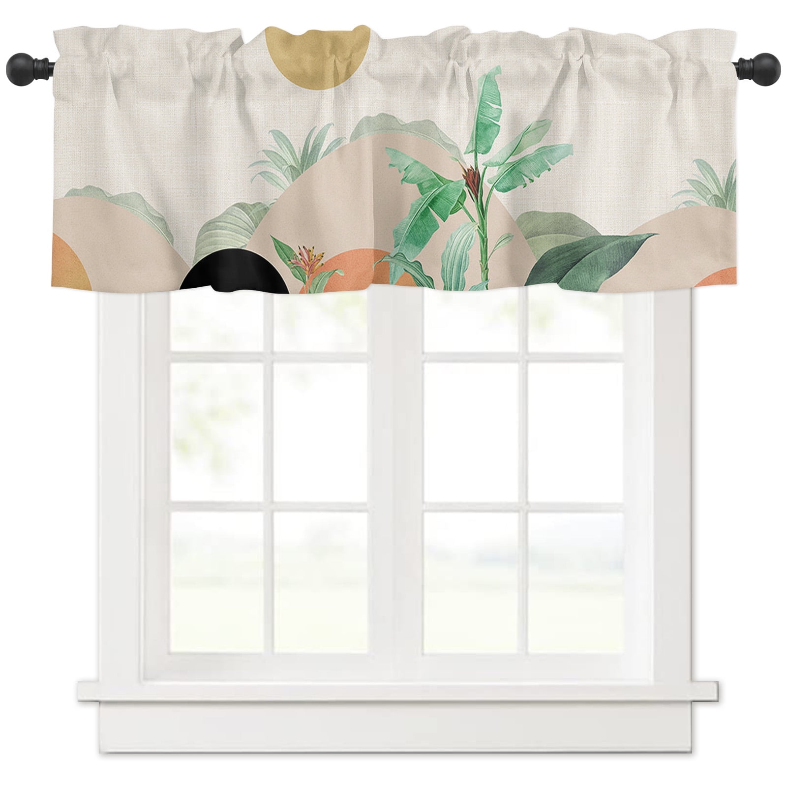 Boho Geometric Curtain Valances for Windows Treatment Tier Curtains