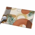 thumbnail image 1 of Boho Geometric Entryway Rug 2x3ft Washable Non Slip Bathroom Rug Indoor Floor Front Door Mat Farmhouse Orange Abstract Leaves Stripes Rectangle Area Rugs Carpet for Kitchen Office Dining Room, 1 of 9