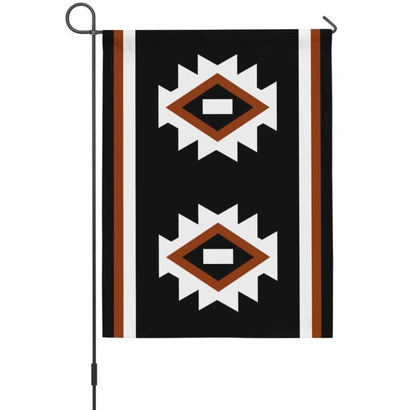 Boho Geometric Garden Flag 12 x 18 Inches, Black Red Ethnic Tribal Striped Argyle Modern Weather Proof Outdoor Patio Flags Double Sided Small Garden Decoration for Yard Outside Home