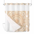 thumbnail image 1 of Boho Geometric No Hook Shower Curtain Waterproof, Bathroom Curtains with Snap in Liners and See Through Top Window, Ethnic Bohemian Farmhouse Art Motifs Hotel Style Bathtub Curtains Shower 72"Wx72"L, 1 of 8