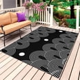thumbnail image 1 of Boho Geometric Outdoor Rug 5x7 Ft, Non Slip Washable Area Rug, Modern Abstract Sun Lines Black Patio Rugs Carpet Runner, Large Floor Mat for Indoor/Outdoor Deck Porch Camping, 1 of 8