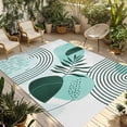 thumbnail image 1 of Boho Geometric Outdoor Rug for Patio/Deck/Porch, Non-Slip Large Area Rug 3 x 5 Ft, Aqua Ethnic Abstract Stripes Leaves Indoor Outdoor Rugs Washable Area Rugs, Reversible Camping Rug Carpet Runner, 1 of 8