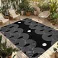 thumbnail image 1 of Boho Geometric Outdoor Rug for Patio/Deck/Porch, Non-Slip Large Area Rug 3 x 5 Ft, Modern Abstract Sun Lines Black Indoor Outdoor Rugs Washable Area Rugs, Reversible Camping Rug Carpet Runner, 1 of 8