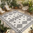 thumbnail image 1 of Boho Geometric Outdoor Rug for Patio/Deck/Porch, Non-Slip Large Area Rug 3 x 5 Ft, Simple Farmhouse Nation Abstract Motifs Indoor Outdoor Rugs Washable Area Rugs, Reversible Camping Rug Carpet Runner, 1 of 8