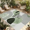 thumbnail image 1 of Boho Geometric Outdoor Rug for Patio/Deck/Porch, Non-Slip Large Area Rug 4 x 6 Ft, Farmhouse Green Abstract Stripes Leaves Indoor Outdoor Rugs Washable Area Rugs, Reversible Camping Rug Carpet Runner, 1 of 8