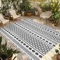 thumbnail image 1 of Boho Geometric Outdoor Rug for Patio/Deck/Porch, Non-Slip Large Area Rug 5 x 7 Ft, Modern Abstract Art Plaid Striped Indoor Outdoor Rugs Washable Area Rugs, Reversible Camping Rug Carpet Runner, 1 of 8