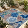 thumbnail image 1 of Boho Geometric Outdoor Rug for Patio/Deck/Porch, Non-Slip Large Area Rug 5 x 8 Ft, Southwest Abstract Traditional Art Indoor Outdoor Rugs Washable Area Rugs, Reversible Camping Rug Carpet Runner, 1 of 8