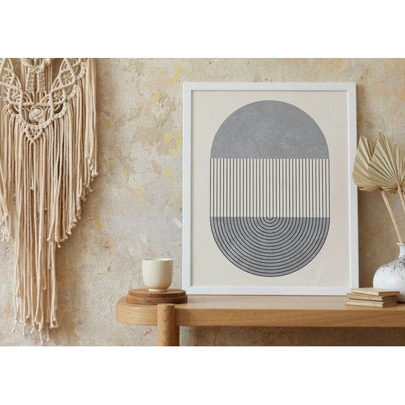 Boho Geometric Oval Mid Century Minimalist Shape Abstract Modern Wall ...