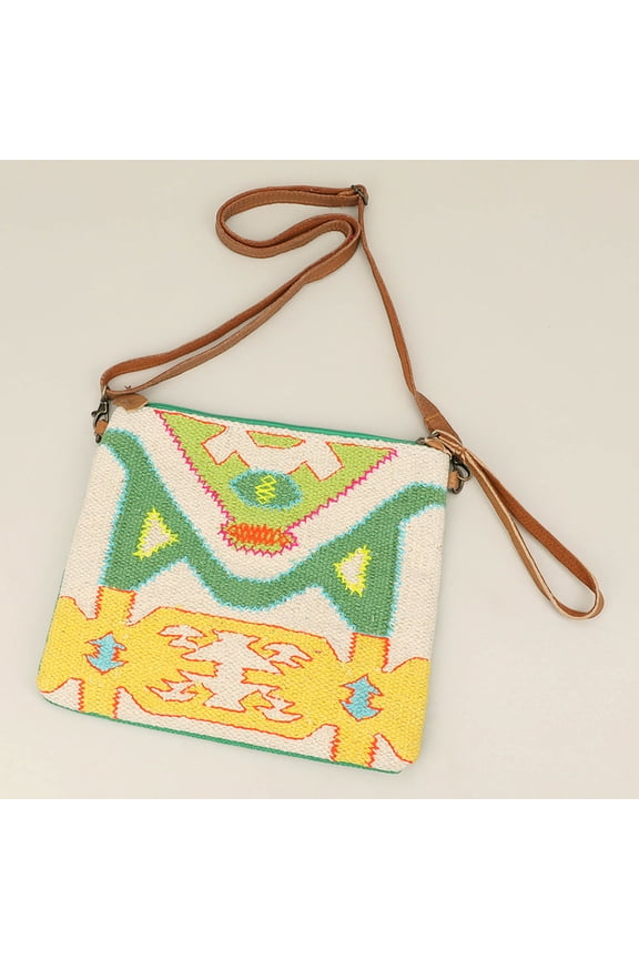 Boho Geometric Pattern Embroidered Crossbody Bag / Clutch Bag