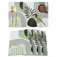 thumbnail image 1 of Boho Geometric Placemats Set of 8, Farmhouse Green Abstract Stripes Leaves Placemats for Dining Table, Place Mats for Kitchen Tabletop, Waterproof Wipeable Dining Table Mats Set, 1 of 9