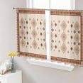 thumbnail image 1 of Boho Geometric Sheer Curtains 54 Inch Length 2 Panels Set, Country Ethnic Nation Abstract Motifs Voile Window Treatment Rod Pocket Short Kitchen Curtains Drapes for Bedroom 52"x54"x2, 1 of 7