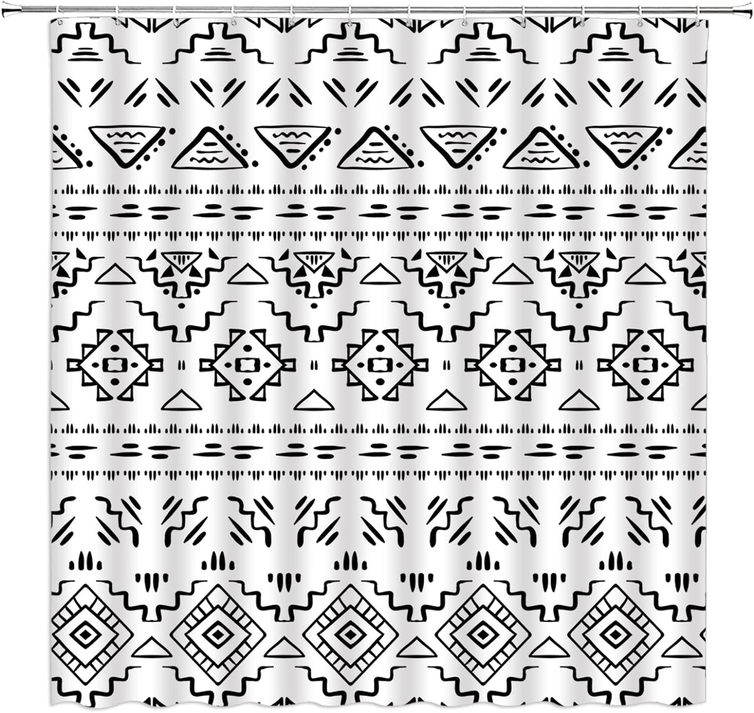 Boho Geometric Shower Curtain Modern Tribal Black White Southwest Aztec Fabric Bathroom Curtains Decor Set with Hook(36" WX70 H)