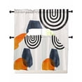 thumbnail image 1 of Boho Geometric Swag Curtains for Living Room/Bedroom Windows, Modern Middle Century Abstract Striped Kitchen Curtains and Valances Set 36 Inch Length, Light Filtering Swags Valance Curtain Panels, 1 of 5