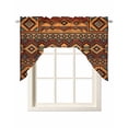 Boho Geometric Swag Valance for Window, Retro Tribal Ethnic Grid Brown ...