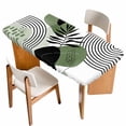thumbnail image 1 of Boho Geometric Table Cloths for 6 Foot Rectangle Tables, Green Ethnic Abstract Stripes Motifs Patio Waterproof Elastic Fitted Tablecloths, Washable Rectangular Table Cover for Camping, 1 of 8