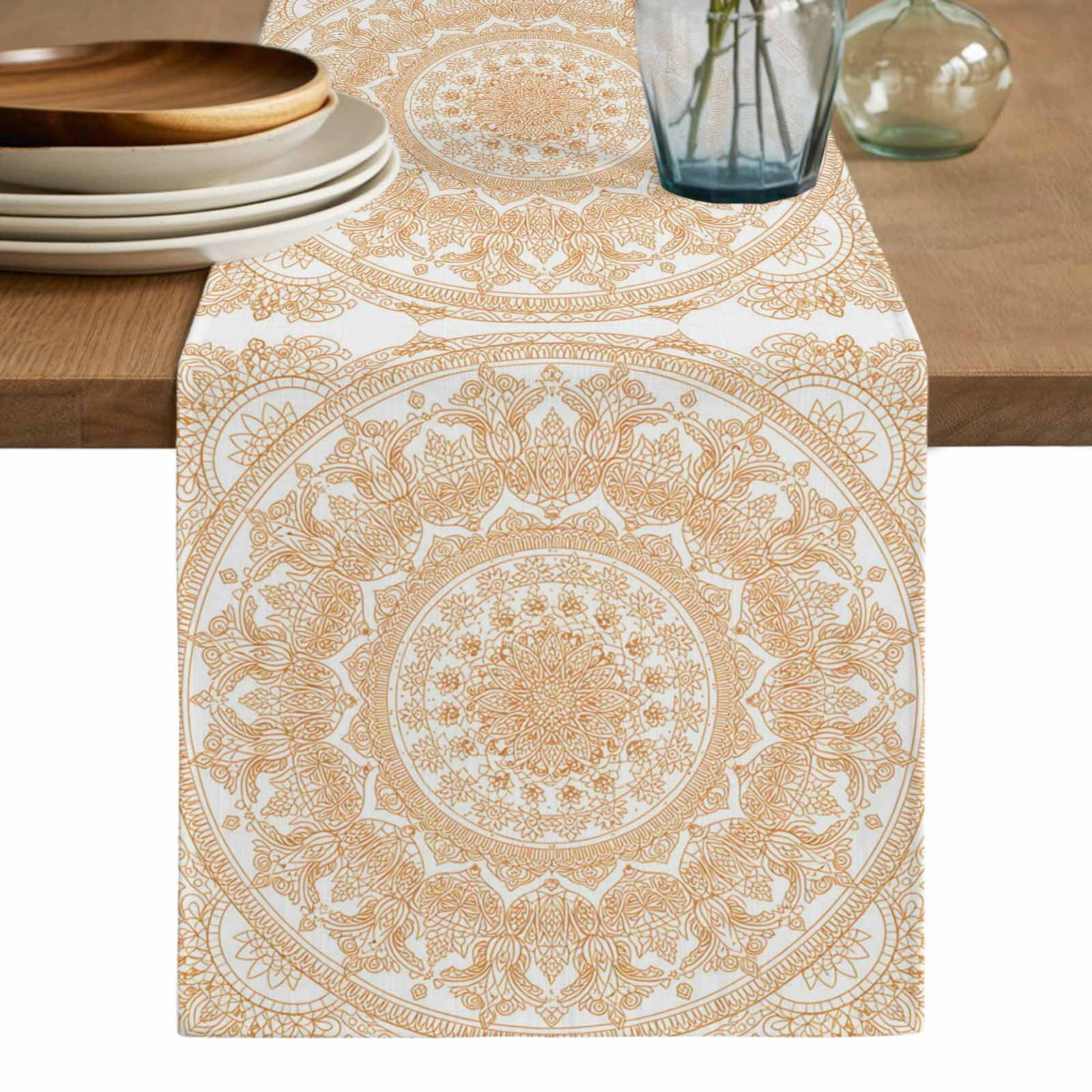 Boho Geometric Table Runner, Ethnic Bohemian Farmhouse Art Motifs ...