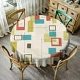 thumbnail image 1 of Boho Geometric Tablecloth, Mid Century Modern Retro Minimalism Colorful Print Pattern Table Cloth for Dining Room Party Outdoor Picnic Round(60x60in), 1 of 6