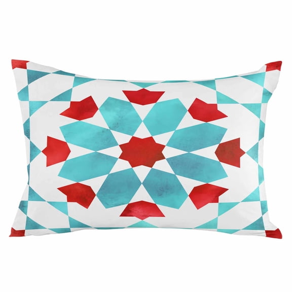 Boho Geometric Throw Pillow Cover 20 x 26 Inch Decorative Pillow Cover Turquoise Red Ethnic Tribal Abstract Pattern Lumbar Pillowcase Seasonal Rectangle Cushion Case for Couch Sofa Bed Living Room