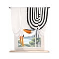thumbnail image 1 of Boho Geometric Tie Up Curtains for Windows 54 Inch Length Balloon Curtains Kitchen Adjustable Balloon Window Shade Modern Middle Century Abstract Striped Tie Up Bathroom Curtain Window 42"x54", 1 of 6