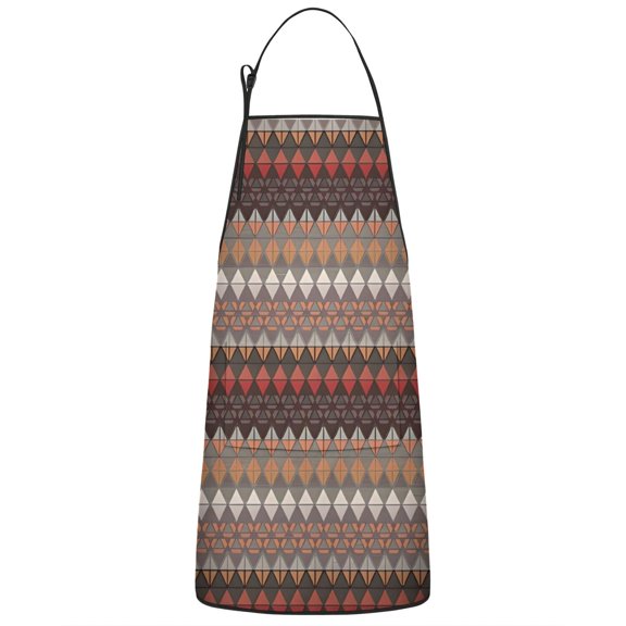 Boho Geometric Triangles and Rhombuses Apron-Garden Aprons for Women with Pockets-Cotton Linen Waterproof Kitchen Cooking Gardening Aprons Adjustable for Kitchen,Cooking,BBQ and Salon 33x27 Inch