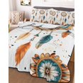 thumbnail image 1 of Boho Geometric Twin Size Down Alternative Comforter, Lightweight Comforter Quilt Bedding Set with Pillow Shams Ethnic Feathers Patterns Retro Farmhouse All Seasons Bed Comforter Duvet Insert 68"x86", 1 of 7