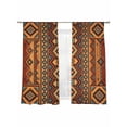 Boho Geometric Window Sheer Curtain Retro Tribal Ethnic Grid Brown ...
