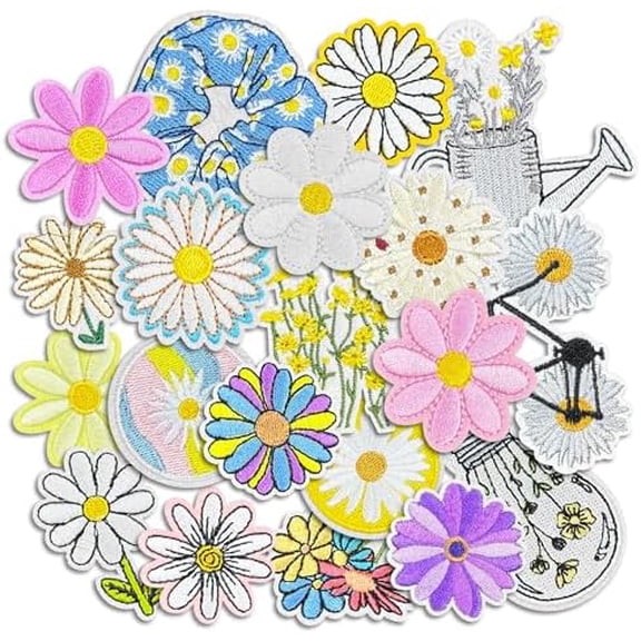 Boho Girly Iron On Patches, Cute Embroidery Applique Patch, DIY Decorative Heat Press Patches for Jeans Jackets Clothing Backpacks Hats (Boho8 20 Pcs)