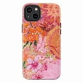 thumbnail image 1 of Boho Glitter Floral Phone Case, Shimmering Pink & Orange Aesthetic with Sunshine, Flowers & Butterflies, Artistic Protective Cover for iPhone 16 15 14 13 12 11 Pro Max Mini, 1 of 6