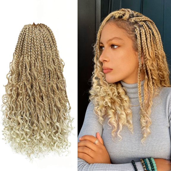 Boho Goddess Locs Crochet Braids for Black Women 18 Inch Curly Crochet Hair Pre-Looped 7 Packs Boho Hair for Braiding Feel Like Human Hair