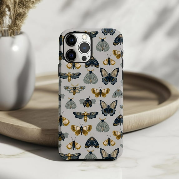 Boho Gold Moth Butterfly Insect Phone Case with iPhone 17 to 11 Pro Max ...