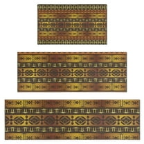 Boho Golden Ethnic Pattern Kitchen Rugs Sets Of 3,Kitchen Runner Rugs Non Skid Washable,Decorative Kitchen Floor Mats for Kitchen,Sink,Laundry,17"x30"  17"x47"   17"x59"