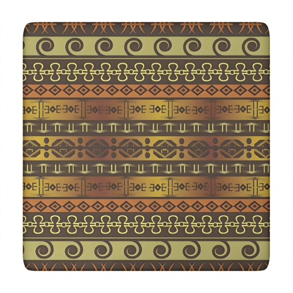Boho Golden Ethnic Pattern Square Fitted Tablecloth with Elastic Edge,Square Table Cover,Washable Elastic Table Cover for Home Kitchen Party Decor 34"x34"