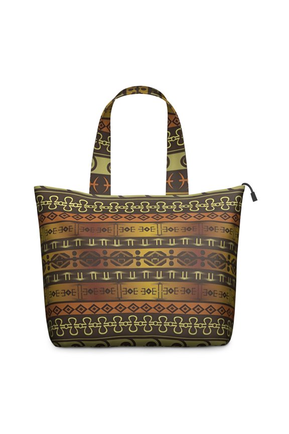 Boho Golden Ethnic Pattern Travel Tote Bags for Women Carry On,Large Weekender Bags for Women Travel,Multi Functional Duffle Bag for Work,Shopping,Sports