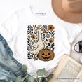 thumbnail image 1 of Boho Goose Halloween Pumpkin T-Shirt, Spooky Fall Floral Tee, 1 of 6