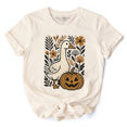 thumbnail image 1 of Boho Goose Halloween Pumpkin T-Shirt, Spooky Fall Floral Tee, 1 of 8