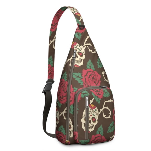 Boho Gothic Skull Drawstring Backpack – Artistic Day of the Dead Mandala Skull Design – Vintage Floral Skeleton Print Travel & Hiking Bag for Alternative and Mystic Style Lovers