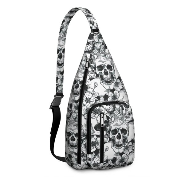 Boho Gothic Skull Drawstring Backpack – Artistic Day of the Dead Mandala Skull Design – Vintage Floral Skeleton Print Travel & Hiking Bag for Alternative and Mystic Style Lovers