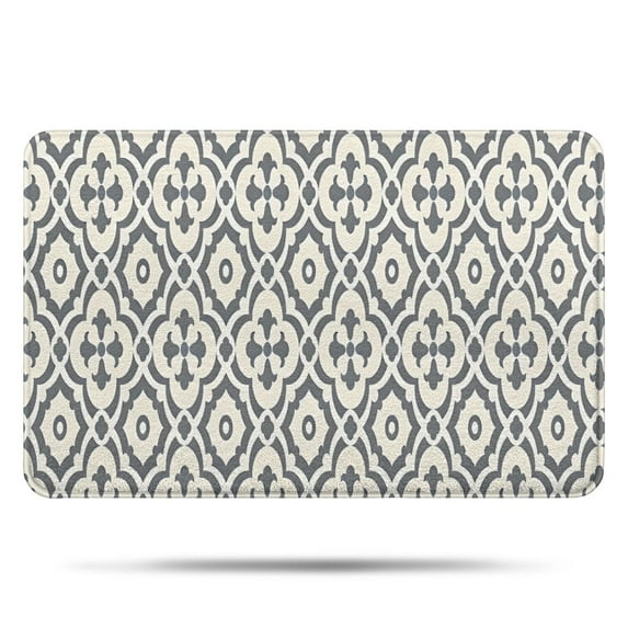 Boho Gray and Beige Floral Ethnic Pattern Bathroom Rugs Mat,Non Slip Microfiber Bathroom Rug,Rubber Backing,Soft Bathroom Mats for Bathroom Floor,Tub and Shower,17x27in(43x68cm)