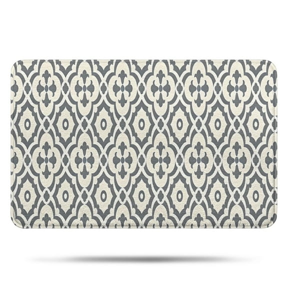 Boho Gray and Beige Floral Ethnic Pattern Bathroom Rugs Mat,Non Slip Microfiber Bathroom Rug,Rubber Backing,Soft Bathroom Mats for Bathroom Floor,Tub and Shower,17x27in(43x68cm)