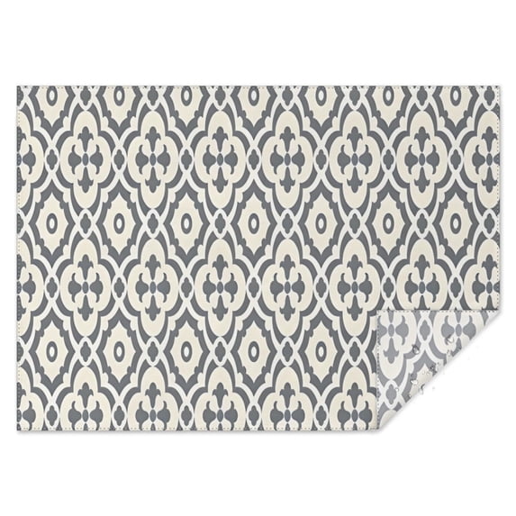 Boho Gray and Beige Floral Ethnic Pattern Rectangle Tablecloth 60"x84",Waterproof Polyester Rectangle Table Cloth, Wipeable Spillproof Polyester Tablecloth for Dining, Camping, Indoor and Outdoor