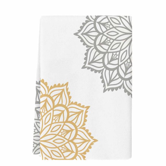 Boho Gray Beige Floral Microfiber Kitchen Towel, Retro Abstract Art Flowers Soft Absorbent Dish Towels, Quick Drying Washable Dishcloths for Kitchen Cleaning, Drying Dishes, 18x28 Inches