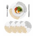 thumbnail image 1 of Boho Gray Beige Floral Round 15 Inch Placemats Set of 4, Retro Abstract Art Flowers HeatResistant Non Slip Place Mats for Dining Table, Wipeable Braided Kitchen Table Mats for Housewarming, 1 of 9