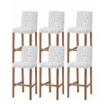 thumbnail image 1 of Boho Gray Flower Bar Stool Covers Set of 6, Vintage Farmhouse Leaf Spring Plant Stretch Washable Bar Chair Covers with Backs, Removable Pub Counter Height Chair Cover for Kitchen Dining Room Cafe, 1 of 7