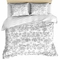thumbnail image 1 of Boho Gray Flower Bedding 3 Piece Duvet Cover Set Queen Size, Vintage Farmhouse Leaf Spring Plant Soft Microfiber Comforter Cover with Zipper Closure & Pillowcases, Wrinkle & FadeResistant Quilt Cover, 1 of 9