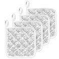thumbnail image 1 of Boho Gray Flower Pot Holders for Kitchen Heatproof Potholder, 4 Pack Vintage Farmhouse Leaf Spring Plant Hot Pads Multipurpose Oven Pads Cloth Potholders Trivet for Cooking and Baking, 1 of 8