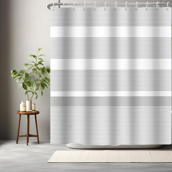 Boho Gray Shower Curtain Farmhouse Grey and White Striped Shower Curtains for Bathroom Decor 72W x 72 L Inches Neutral Modern Waterproof Fabric Shower Curtains