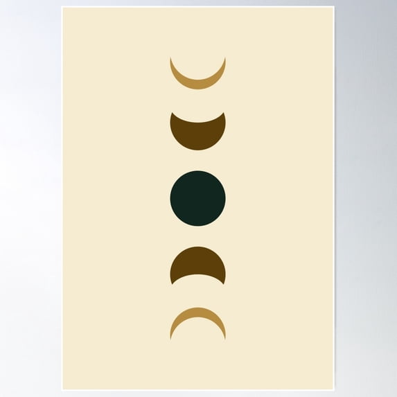 Boho Green And Yellow Moon Phases Poster Wall Art, Modern Wall Decor For Living Room Bedroom, 24x36 UNFRAMED