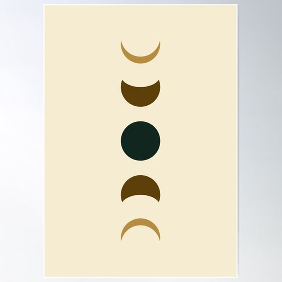 Boho Green And Yellow Moon Phases Poster Wall Art, Modern Wall Decor For Living Room Bedroom, 24x36 UNFRAMED